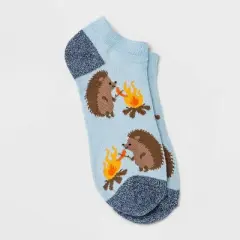 Women's Camping Hedgehogs Low Cut Socks - Light Blue 4-10: Funny Knit Tagless Design