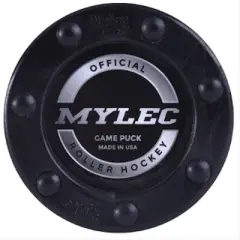 Mylec Official Roller Hockey Game Puck, PVC with Graphite Reinforced Shaft & Nylon Glides