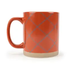 Elanze Designs Modern Plaid Raw Clay Bottom Colorful 16 ounce Ceramic Coffee Mugs Set of 4