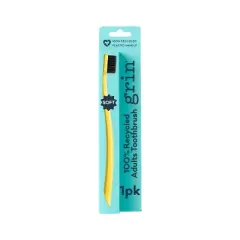 Grin Charcoal-Infused 100% Recycled Toothbrush for Sensitive Teeth and Gums - Soft - Lemon