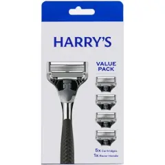 Harry's 5-Blade Men's Razor - 1 Razor Handle + 5 Razor Blade Refills - Chrome Edition Handle