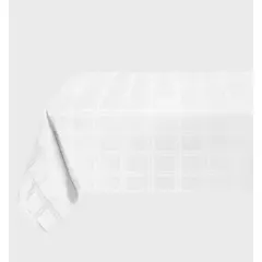 Kate Aurora Plaid & Tartan Stain Resistant & Spill-Proof Fabric Tablecloth - 10-12 Chairs, White