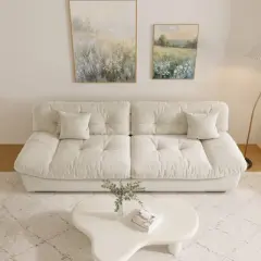 Cloud Modular Sectional Sofa,105inch Scrub Velvet Sofa Couch for Living Room,Curved Couch,Modern LoveSofa with 2 Pillows 3 Seater for Apartment