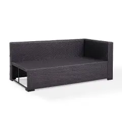 Biscayne Loveseat with White Cushions Brown - Crosley