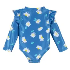 Gerber Baby & Toddler Girls' One-Piece Long Sleeve Rash Guard Swimsuit UPF 50+