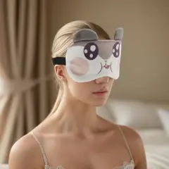 Unique Bargains Soft Cartoon Sleep Mask Khaki White 1 Pc