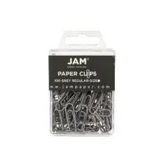 JAM Paper Small Paper Clips Grey 3 Packs of 100 (21830626B)