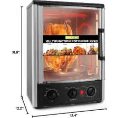 NutriChef Vertical Rotisserie Oven - Multi-Function Cooking with Bake, Roast & Rotisserie, 24+ Quarts, 1500W (AZPKRT97)
