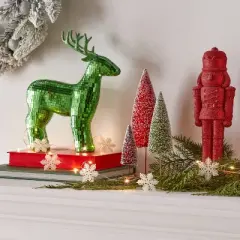 30ct LED Dewdrop with Glittered Snowflakes Christmas Indoor Novelty String Lights Warm White with Silver Wire - Wondershop&trade;