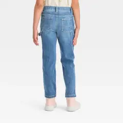 Girls' High-Rise Carpenter Ankle Straight Jeans - Cat & Jack&trade; Medium Wash