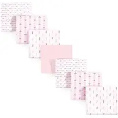 Luvable Friends Baby Girl Cotton Flannel Receiving Blankets, Girl Feathers 7-Pack, One Size