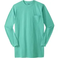 KingSize Men's Big & Tall Shrink-Less&trade; Lightweight Longer-Length Long-Sleeve Crewneck Pocket Tee