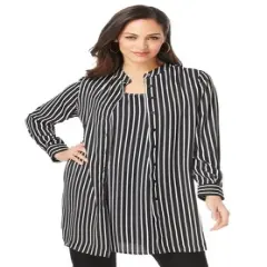 Jessica London Women&rsquo;s Plus Size Georgette Button Front Tunic