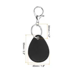 Unique Bargains PU Leather Keychain Holder ID Key Cards Key Fobs with Rings 2 Pcs