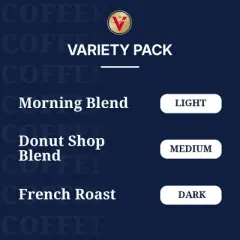 Victor Allen's Coffee Variety Pack (Morning Blend, Donut Shop Blend, and French Roast), 32 Count, Single Serve Coffee Pods for Keurig K-Cup Brewers