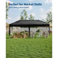 Garvee 10x20 FT Pop Up Canopy with 6 Removable Sidewalls, Heavy Duty Outdoor Canopy Tent 3 Adjustable Height Gazebo for Parties, Garden