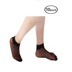 Allegra K Women's Socks Elastic Sheer Polka Dots Ankle Socks Lightweight 10 Pairs