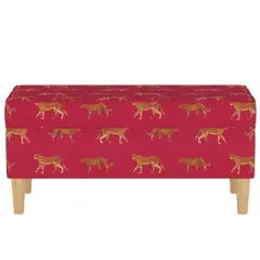 Storage Bench Cheetah Walk Raspberry - Skyline Furniture