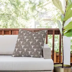 20"x20" Deny Designs Little Arrow Design Co Cow Skulls Outdoor Throw Pillow Taupe: UV Protected, Mildew Resistant