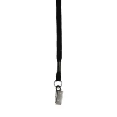 SICURIX Flat Lanyard with Bulldog Clip, Black, Pack of 100