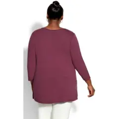 Women's Plus Size Heat Stud Plain Top - plum | AVENUE