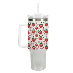 100 North Sweet Strawberry Heart Flower Fruit 40 oz. Stainless Steel, Large Water Bottle Coffee Mug, Spill & Leak Resistant, Thermal Travel Tumbler