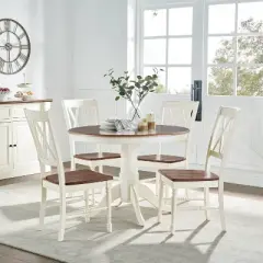 5pc Shelby Round Dining Set with 4 Chairs Distressed White - Crosley