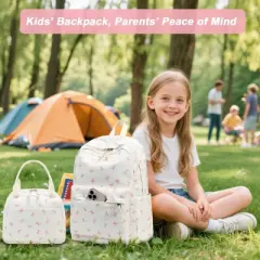 School Backpack for Girls Kids Teens Cute School Bookbag Set with Insulated Lunch Box Pencil Case Back to School Student Ages 6-12