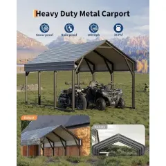 Acekool Heavy Duty Metal Carport, Permanent Steel Shelter for Boat Truck Tractor