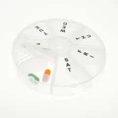 Unique Bargains 7 Grids Round Pill Box Clear 1 Pc