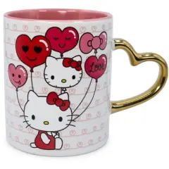 Silver Buffalo Sanrio Hello Kitty Love Heart-Shaped Handle Ceramic Mug | Holds 14 Ounces