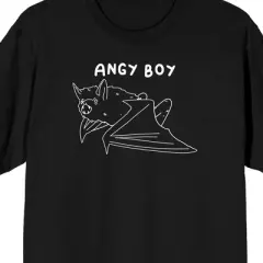 Kids Halloween Screaming Bat Angy Boy Youth Black Short Sleeve Crew Neck Tee