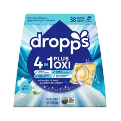 Dropps Laundry 4-in-1 Plus Oxi Power Biobased Detergent Pods - Crisp Breeze - 38ct