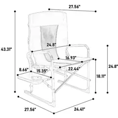 Kumasinova Camping Chairs Heavy Duty with Side Table,Outdoor Chairs with Cup Holder,Folding Chair with Pocket,Portable Beach Chair for Fishing&Picnics