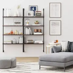 73" Wood Ladder Bookshelf with Storage - Nathan James