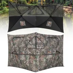 Costway Turkey Hunting Ground Blind 2-Panel Pop Up Fence with 3 Shoot Through Ports