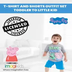 Peppa Pig Graphic T-Shirt & Mesh Shorts Blue/Grey 