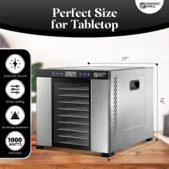 Magic Mill 11-Tray Jumbo Stainless Steel Food Dehydrator, Pro Model for Jerky, Fruit, Herbs