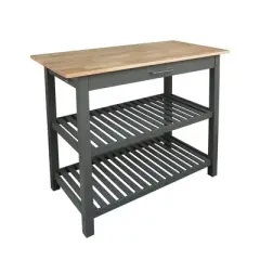 Kitchen Island with Two Shelves Natural/Gray - Flora Home