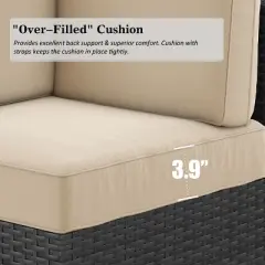 LayinSun 7 Pieces Outdoor Patio Furniture Set with 44" Fire Pit Table Rattan Sectional Sofa Conversation Sets