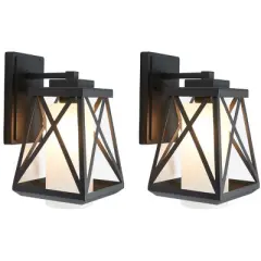 Braith 7" Outdoor Wall Sconce (Set of 2) - PLT7010 - Black - Safavieh