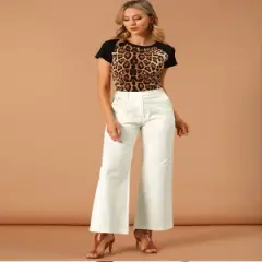 Allegra K Women's Bell Bottom Long High Waist Elegant Work Trousers