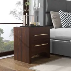 Melonnes Transitional 2 Drawer Nightstand Walnut - HOMES: Inside + Out