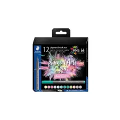 Staedtler Pastel Colours Pigment Brush Pens Assorted Inks 12/Pack (371 C12-2 10 35)
