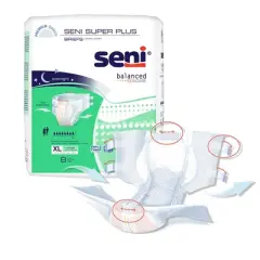 Seni Super Plus Adult Incontinence Brief XL Heavy Absorbency Breathable / Overnight, S-XL08-BP1, Heavy to Severe
