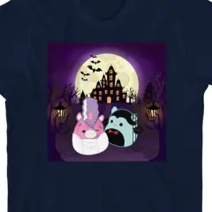 Squishmallows Halloween Forest and Moon Youth Blue Short Sleeve Tee