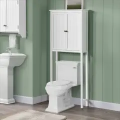 Dover Over the Toilet Hutch with Two Doors White - Alaterre Furniture