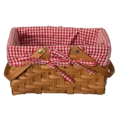 Double Handle Woodchip Basket with Liner - Perfect as Toy Organizer or Storing Fresh Fruits