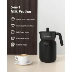 CROWNFUL Milk Frother and Steamer (Black)
