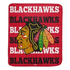 NHL Chicago Blackhawks Repeat Logo Wordmark Ultra Soft Blanket